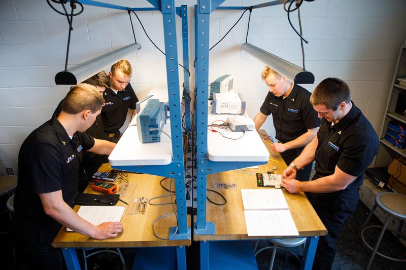 cadets in electronics lab